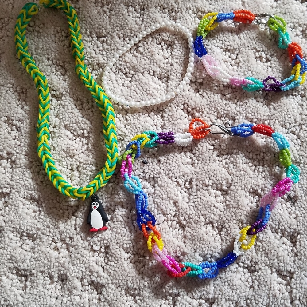 Rainbow loom jewelry.